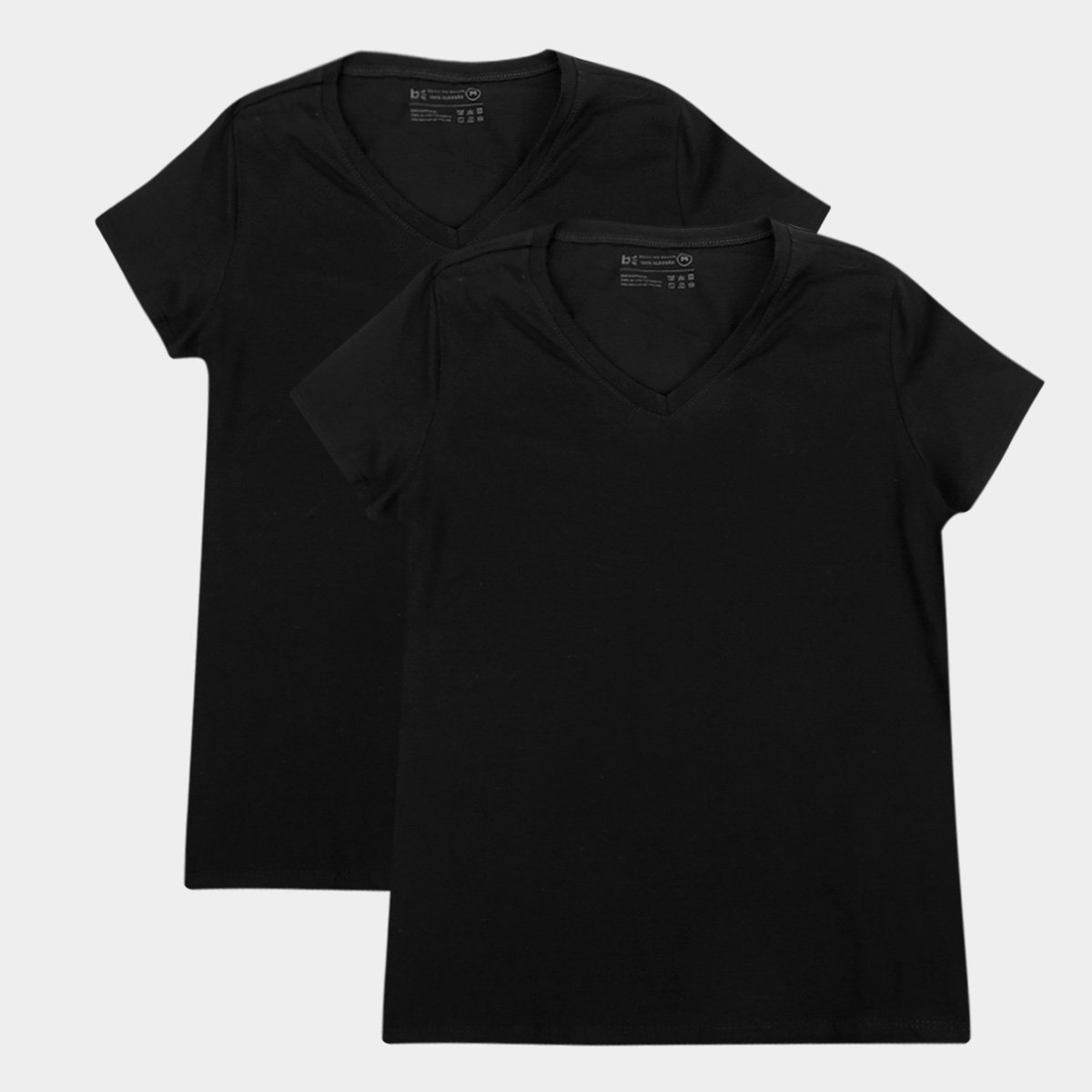 Kit Camisetas Basicamente Baby Look Lisas Com 2 Peças