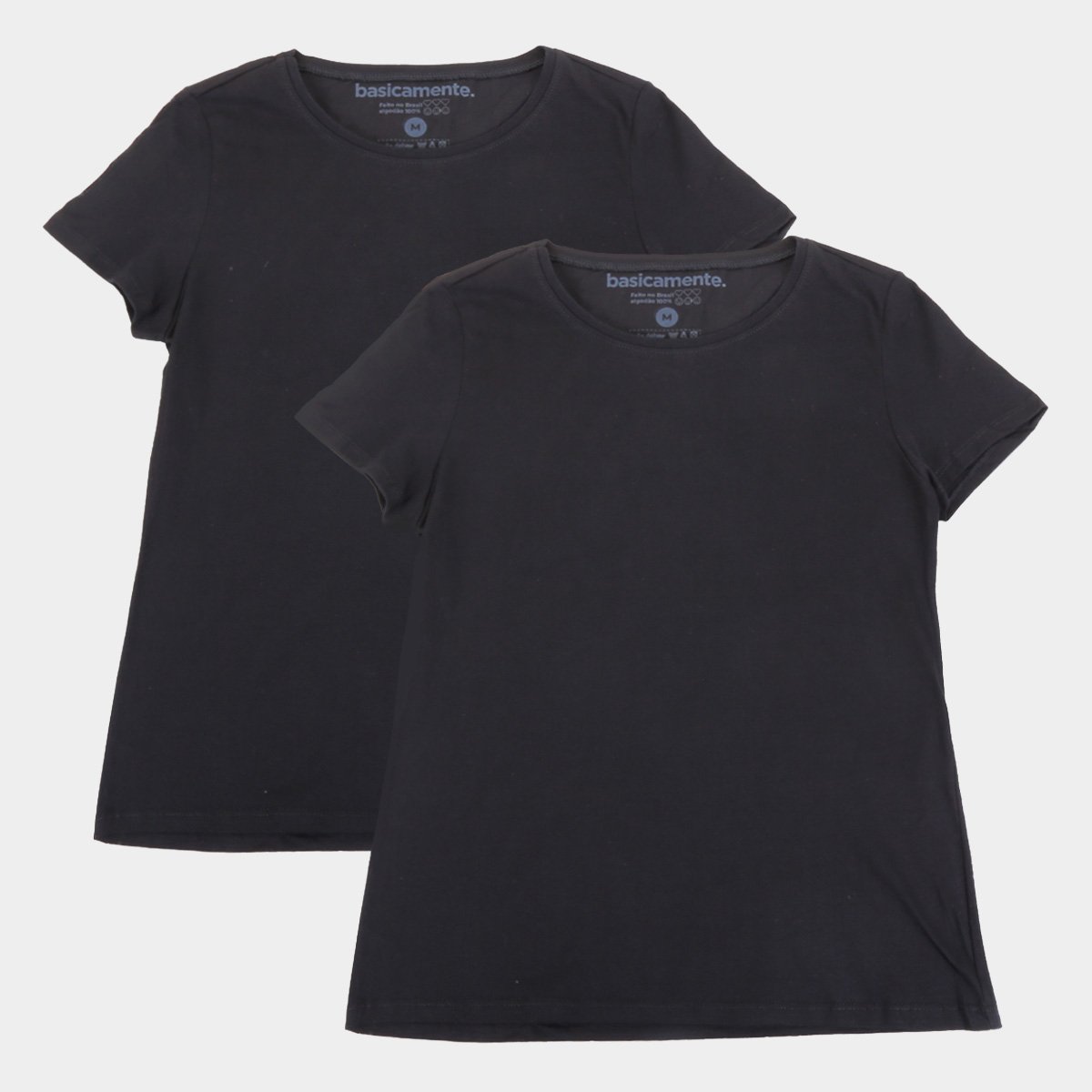 Kit Camiseta Basicamente Manga Curta Feminina 2 Peças