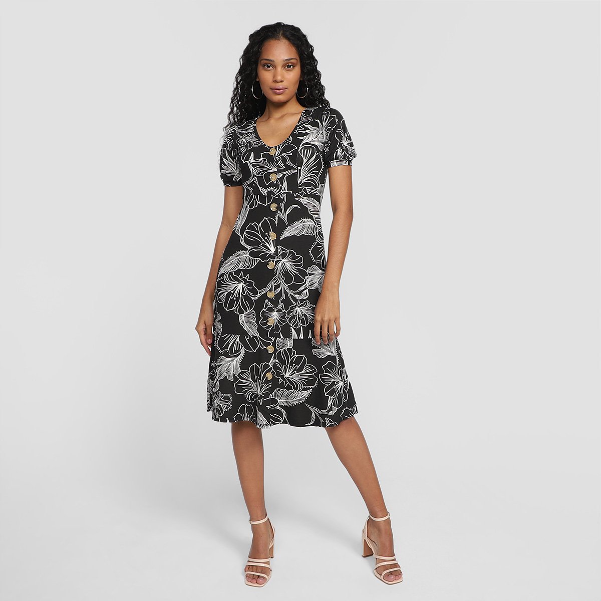 Vestido Lecimar Midi Botões