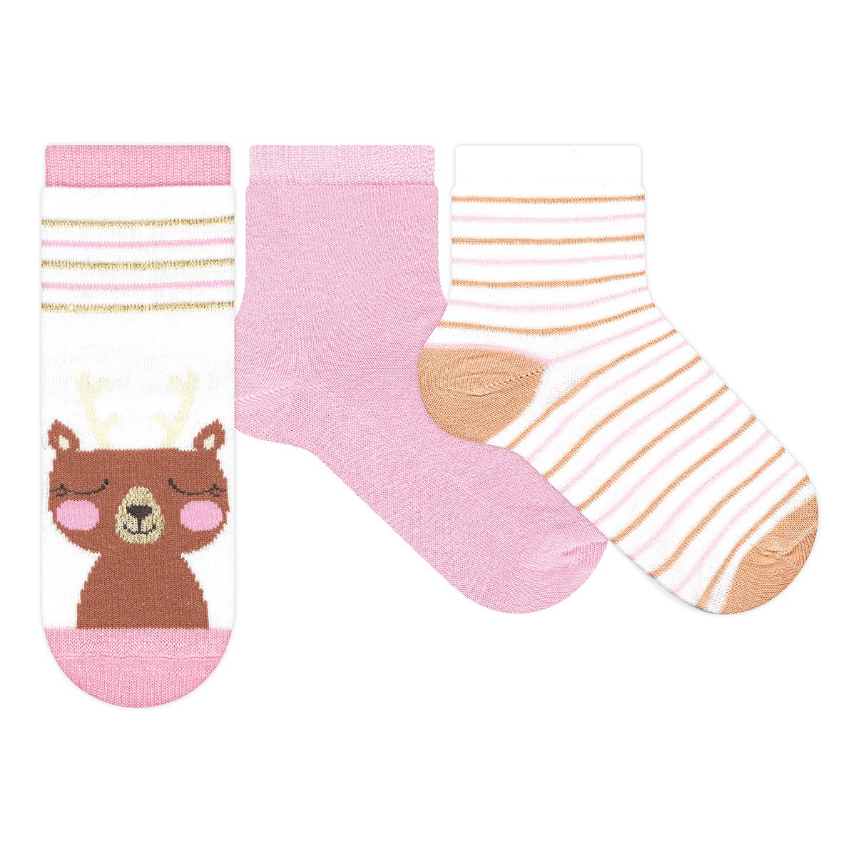 Kit Meia Infantil Soquete Cia Da Meia Lurex 3 Peças