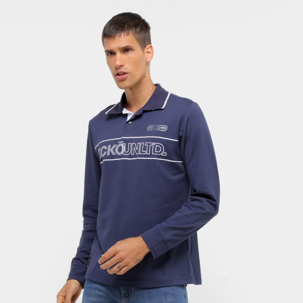 Camisa Polo Manga Longa Ecko Unltd Logo Masculina