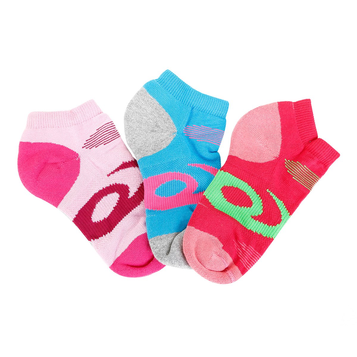 Kit Meia Infantil Asics Cano Curto Youth Quick Lyte Cushion Quarter 3 Pares