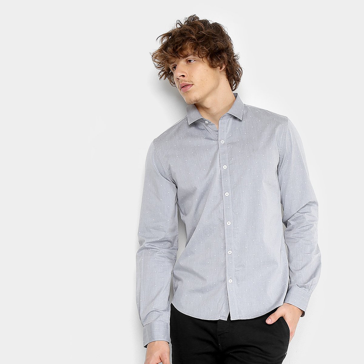 Camisa Ellus Tire Outline Dobby Slim New Italian Masculina