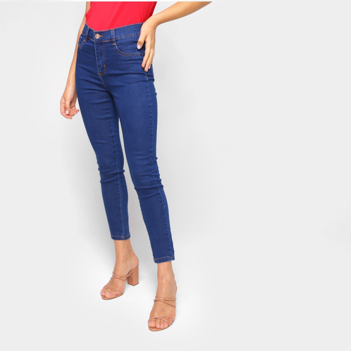 Calça Jeans Skinny Sawary Cintura Alta Feminina