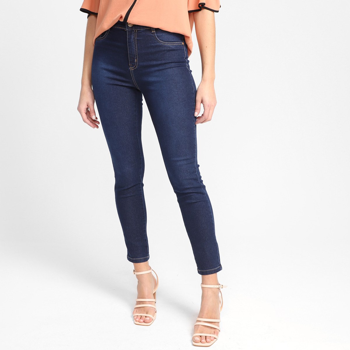 Calça Jeans Skinny Sawary Cintura Alta Feminina
