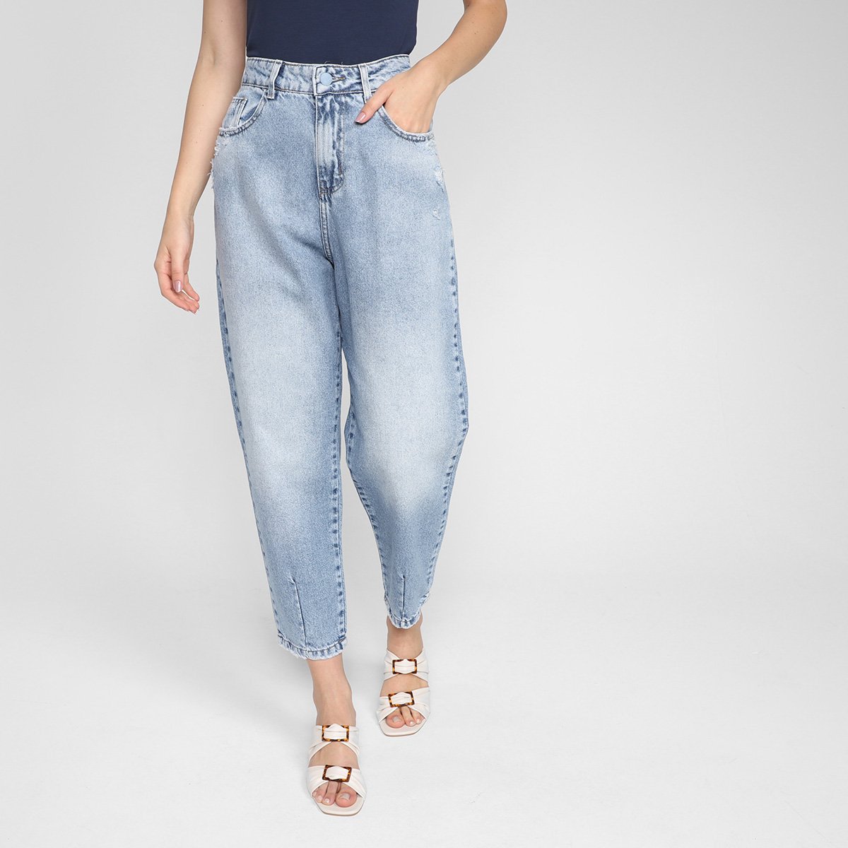 Calaç Jeans Sawary Slouchy Recorte Feminina