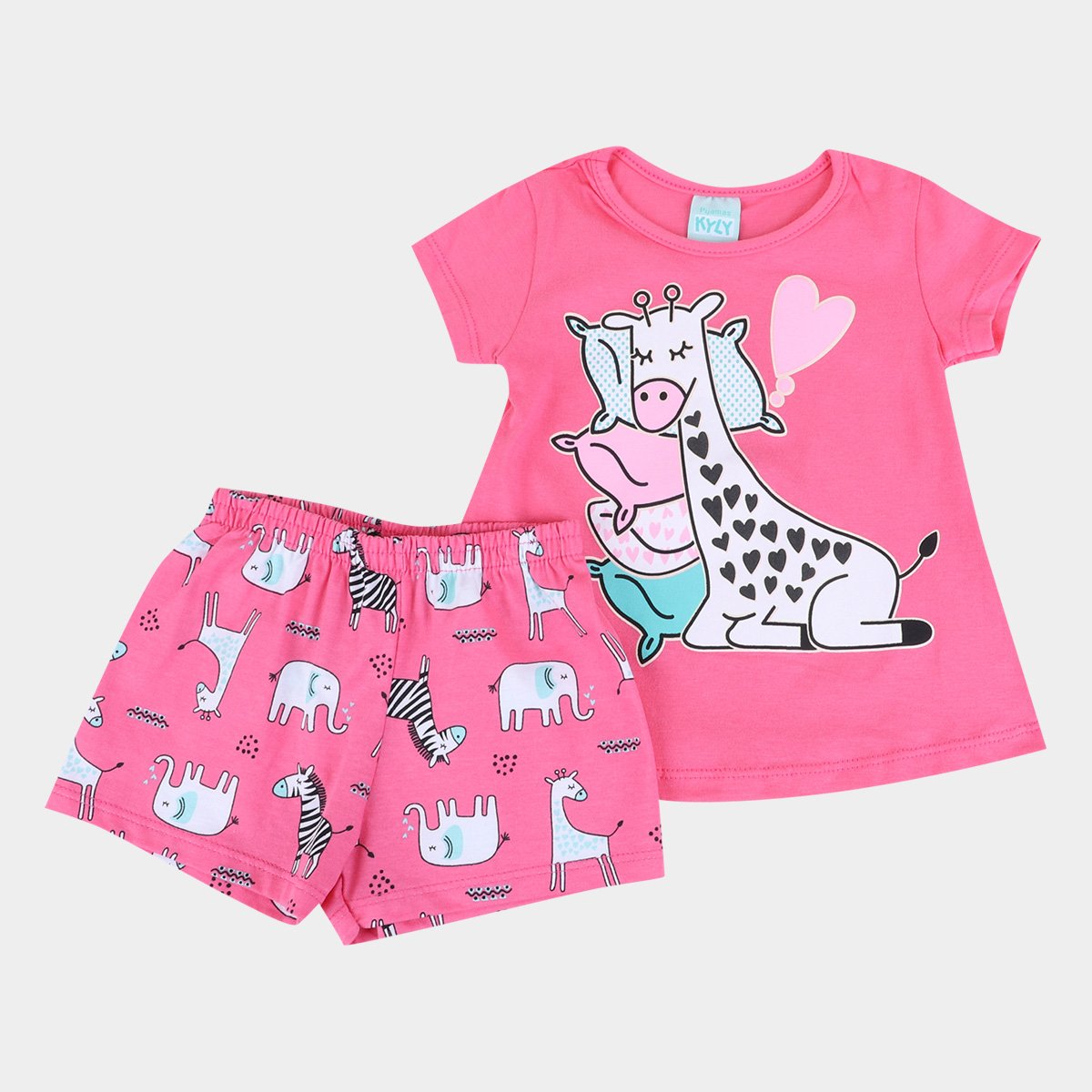 Pijama Infantil Kyly Girafinha Brilha no Escuro Feminino