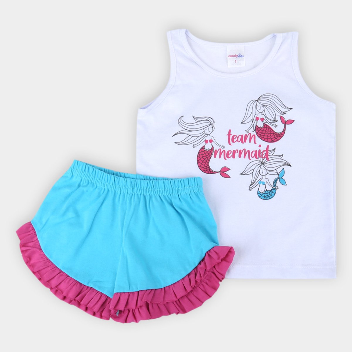Pijama Infantil Candy Kids Regata Curto Sereias Feminino