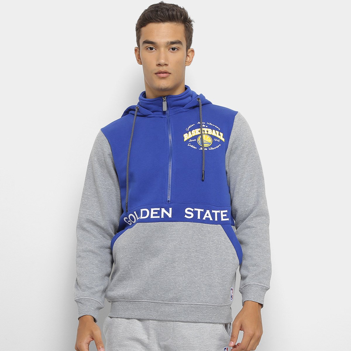 Moletom NBA Golden State Warriors Meio Zíper Masculino