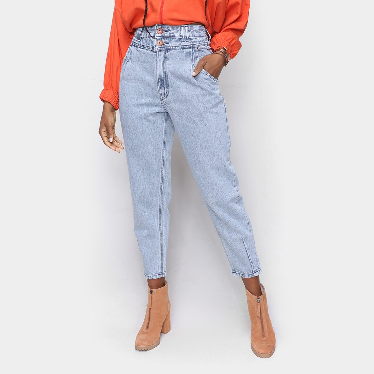 Calça Jeans Oh Boy Mom Cintura Alta Feminina