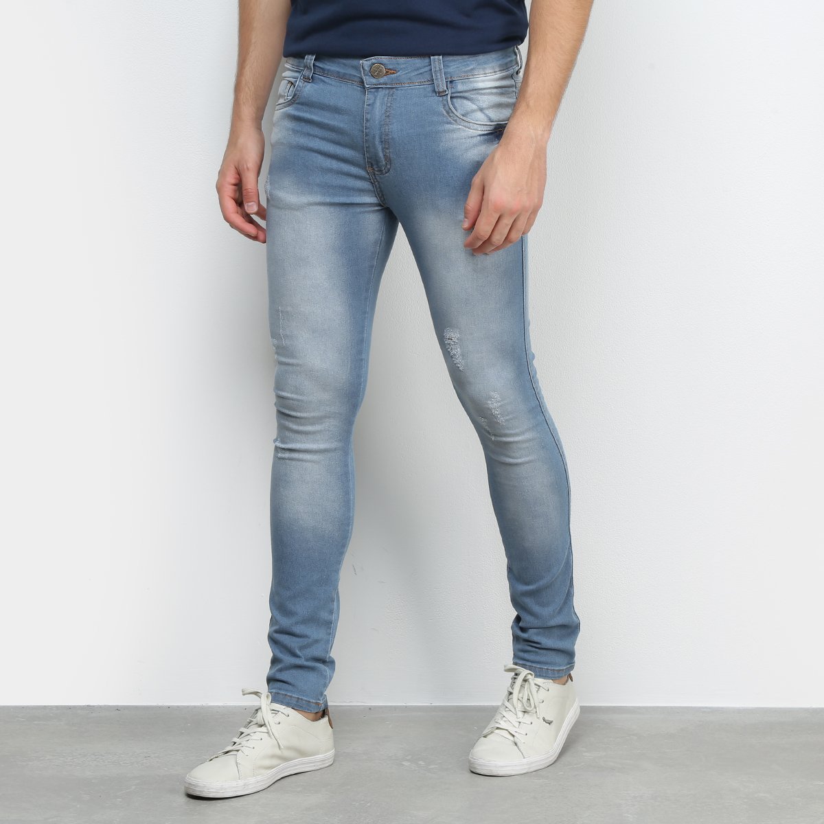 Calça Jeans Ecxo Estonada Skinny Masculina