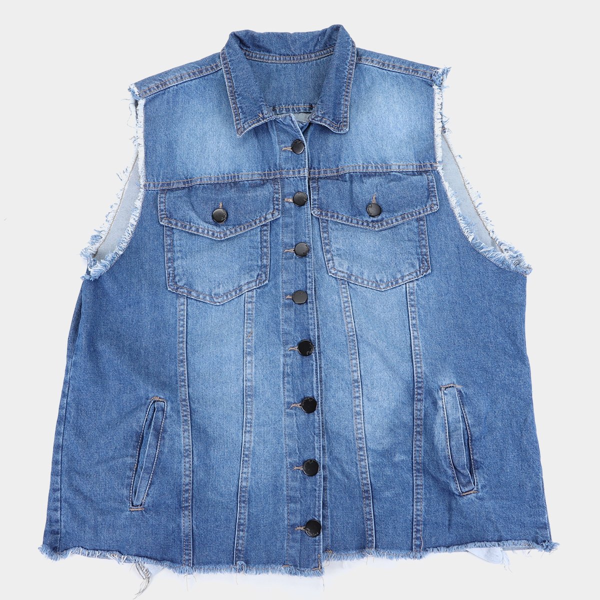 Colete Jeans Plus Size Feminino