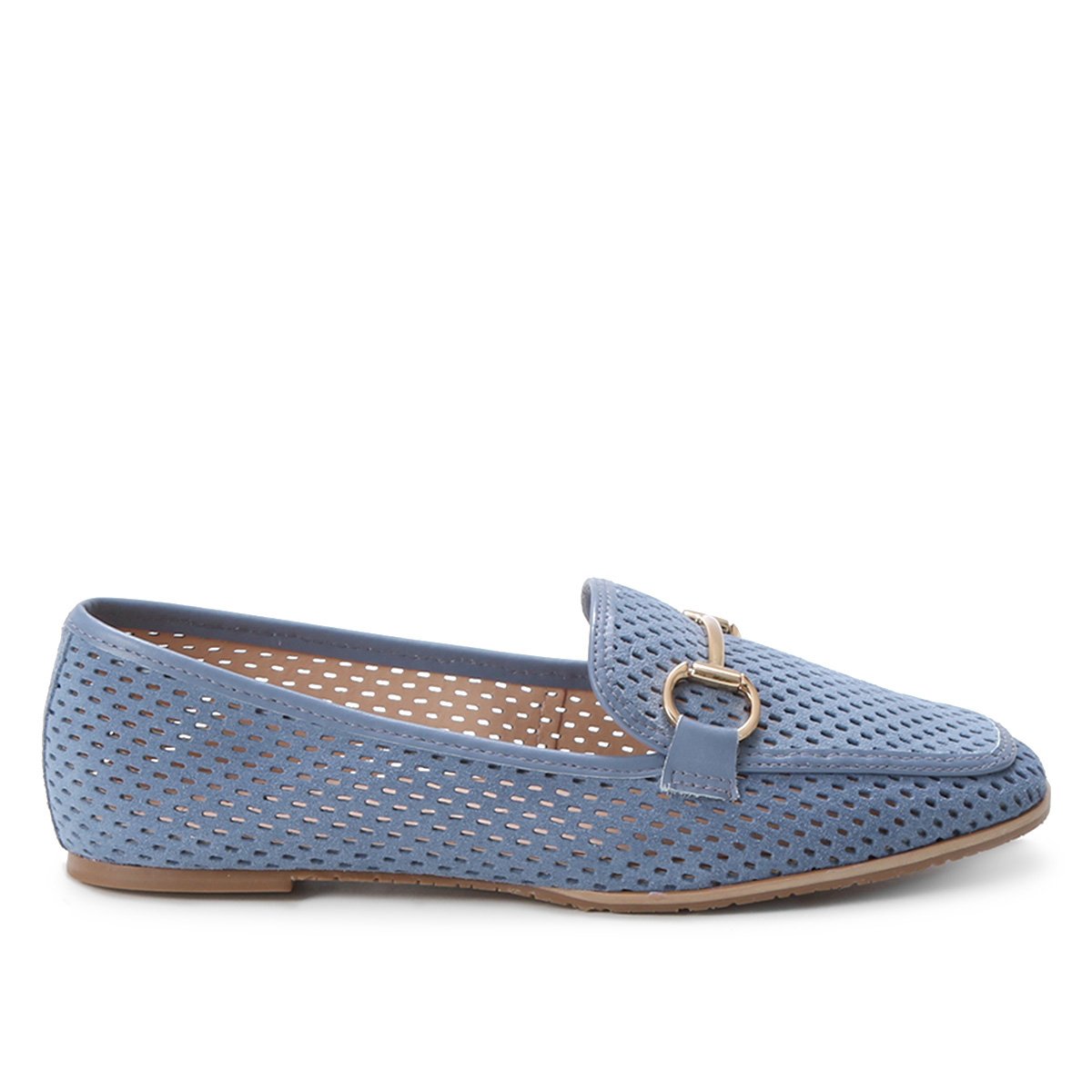Mocassim Couro Shoestock Camurça Vazado Bridão Feminino