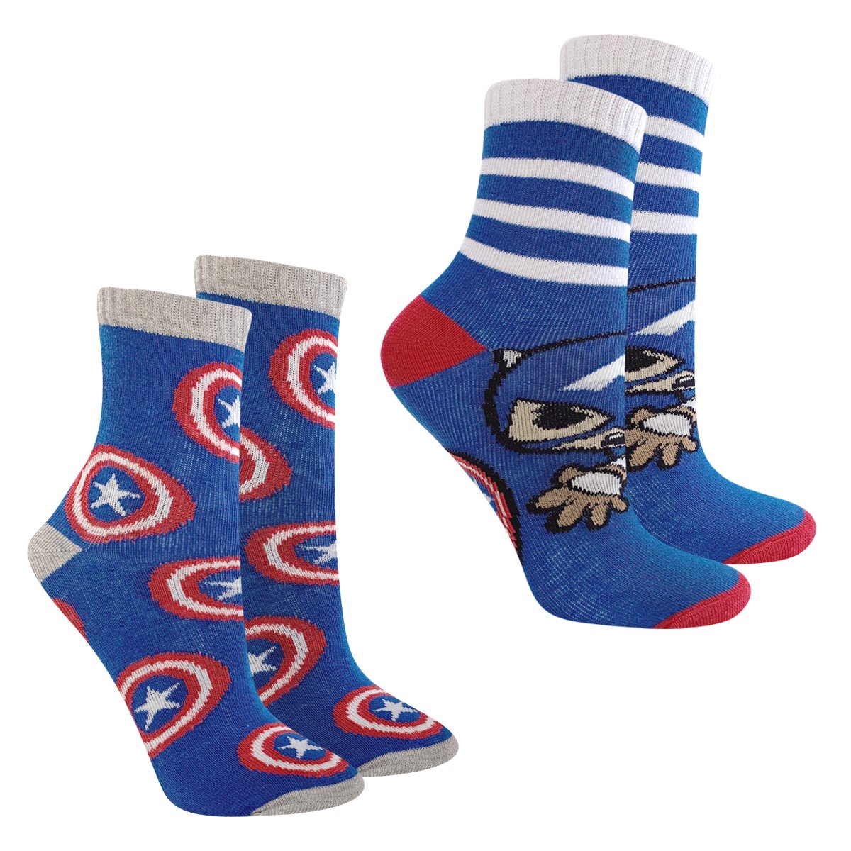 Kit Meia Infantil Marvel Cano Médio Capitão América Com 2 Pares Masculina