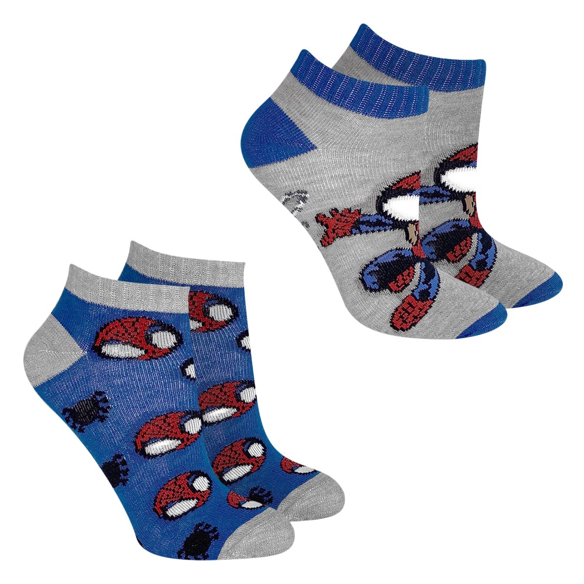 Kit Meia Infantil Marvel Cano Curto Homem Aranha Com 2 Pares Masculina
