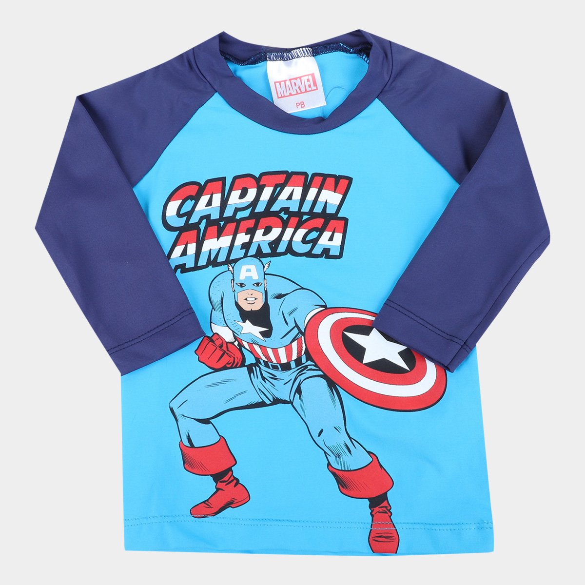 Camiseta Infantil Marvel Vingadores UV50+ Manga Longa Masculina