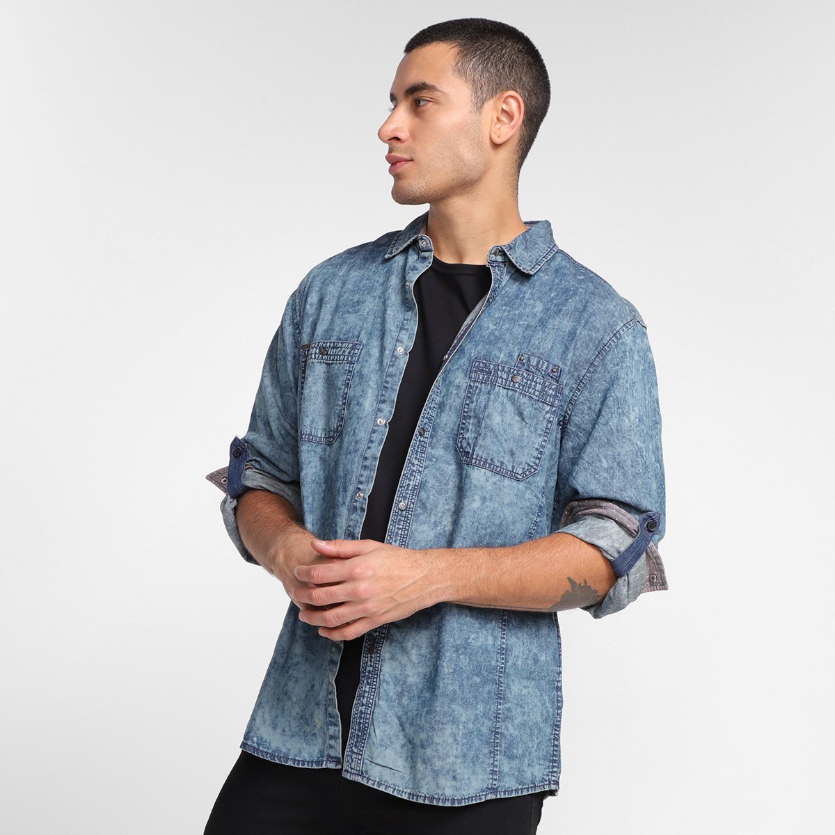 Camisa Manga Longa Jeans Dixie Masculina