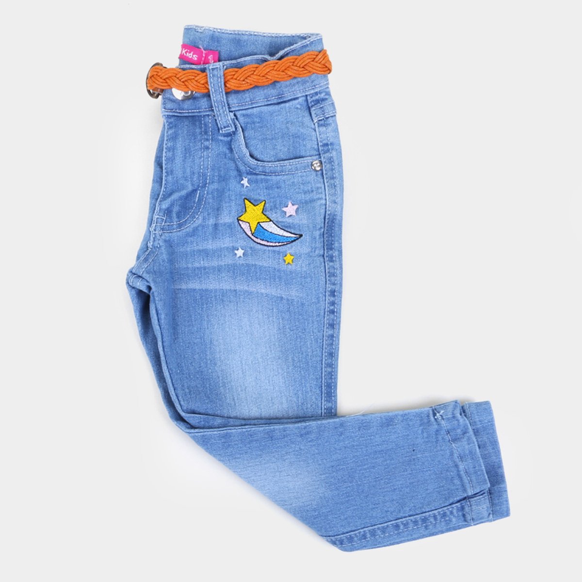 Calça Jeans Bebê Plural Kids Com Cinto Feminina