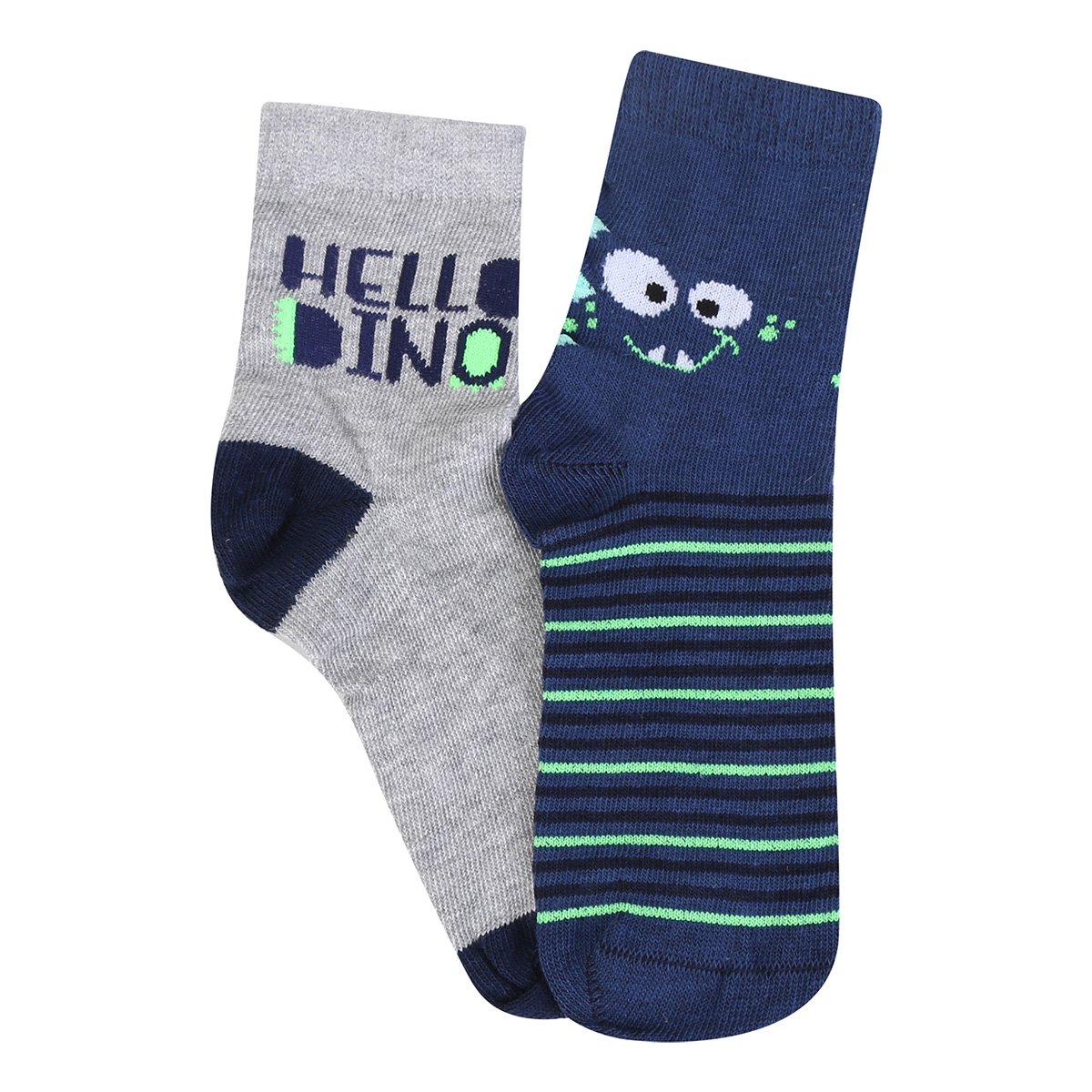 Kit Meia Soquete Infantil Cia da Meia Monster 3D 2 Peças