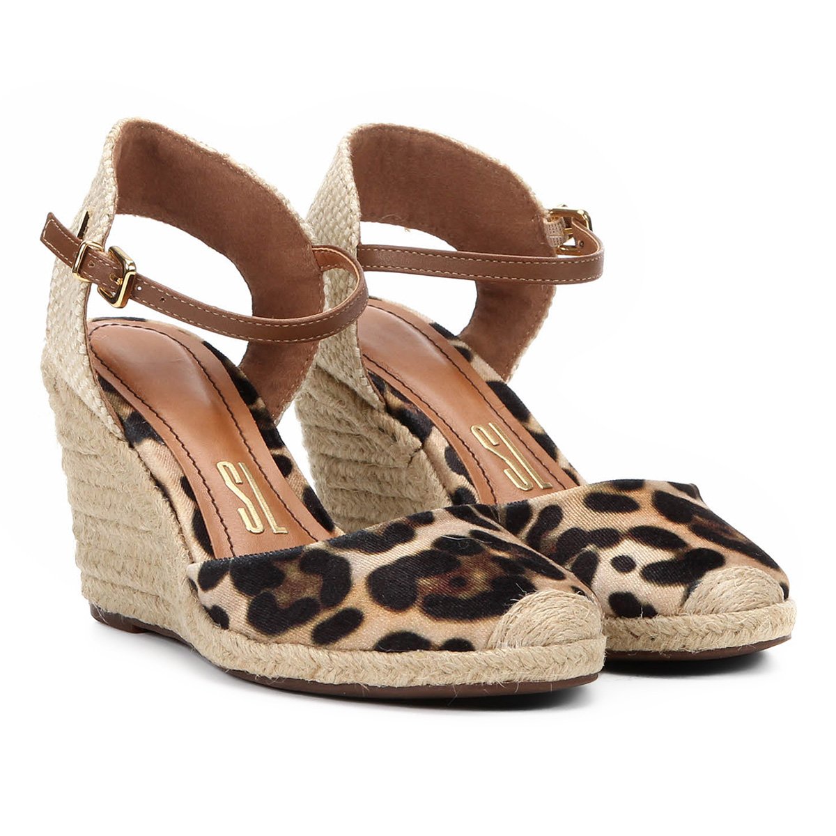Sandália Santa Lolla Anabela Espadrille Onça Feminina