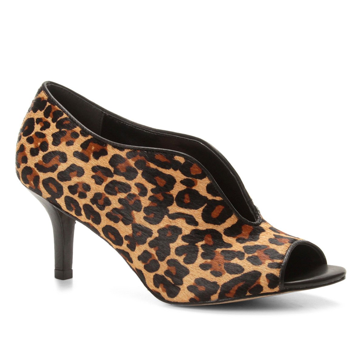 Ankle Boot Shoestock Vamp Salto Médio Onça Feminina