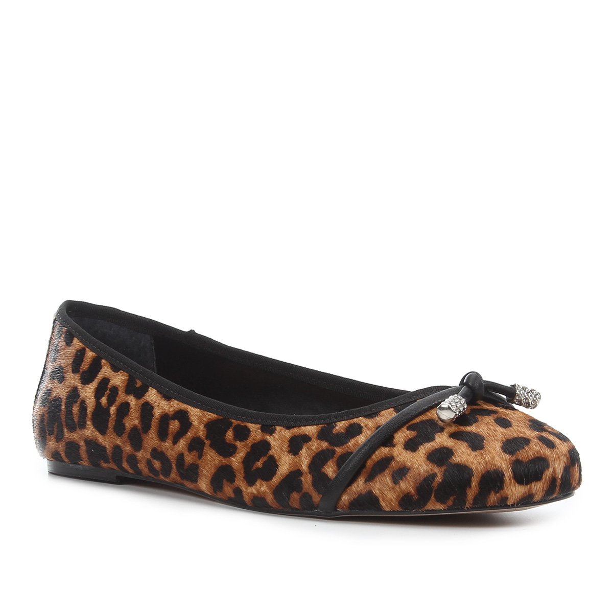 Sapatilha Couro Shoestock Onça Pelinho Strass Feminina