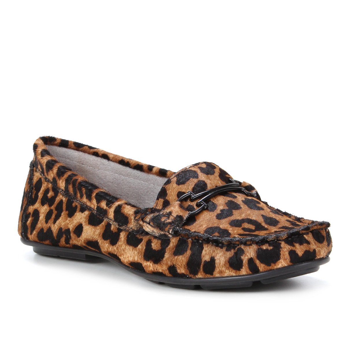 Mocassim Couro Shoestock Comfy Onça Feminino