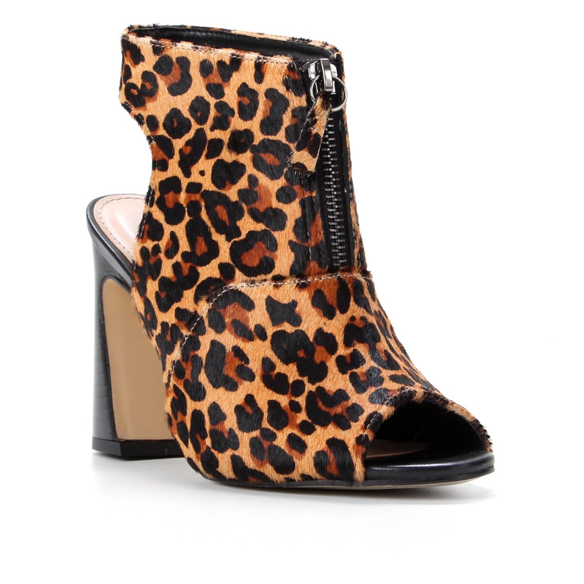 Ankle Boot Couro Shoestock Pelo Salto Alto