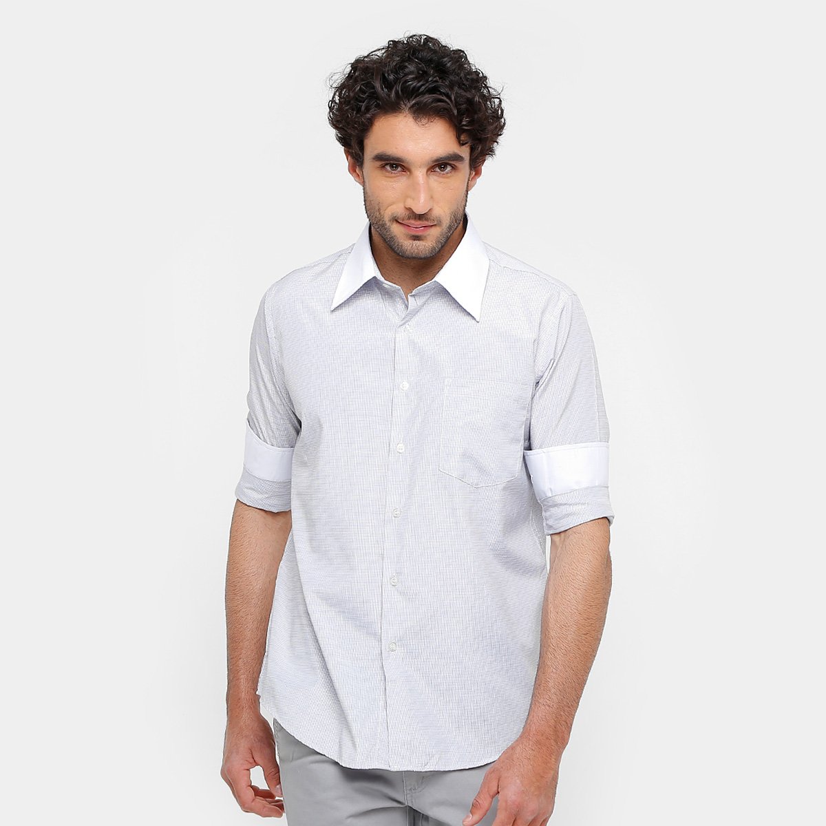 Camisa Blue Bay Regular Fit Gola Contrastante Masculino