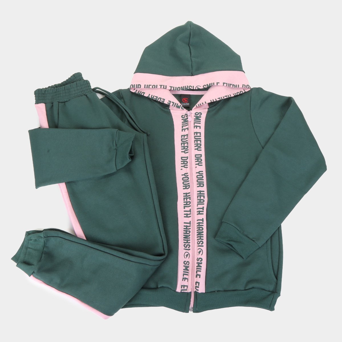 Conjunto Agasalho Infantil Costão Jaqueta Com Capuz E Calça Feminino