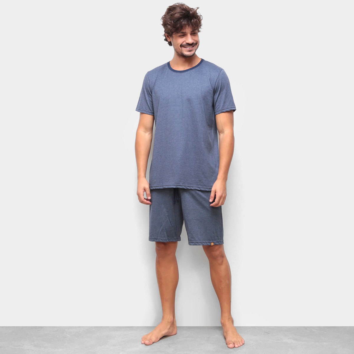 Pijama Curto Cor com Amor Liso Masculino