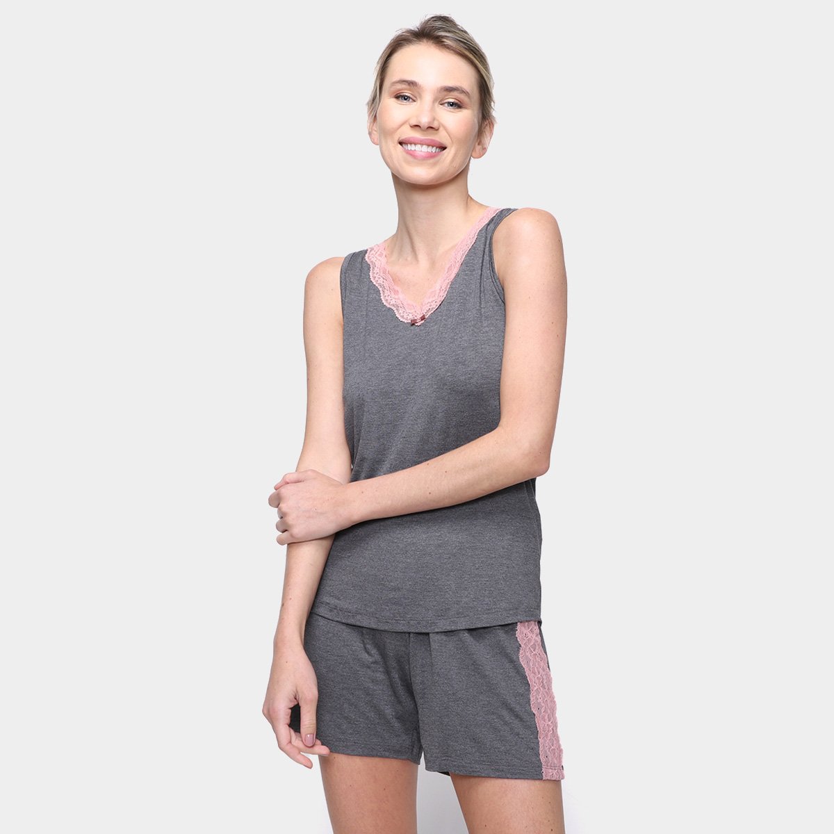 Short Doll Cor Com Amor Renda Feminino