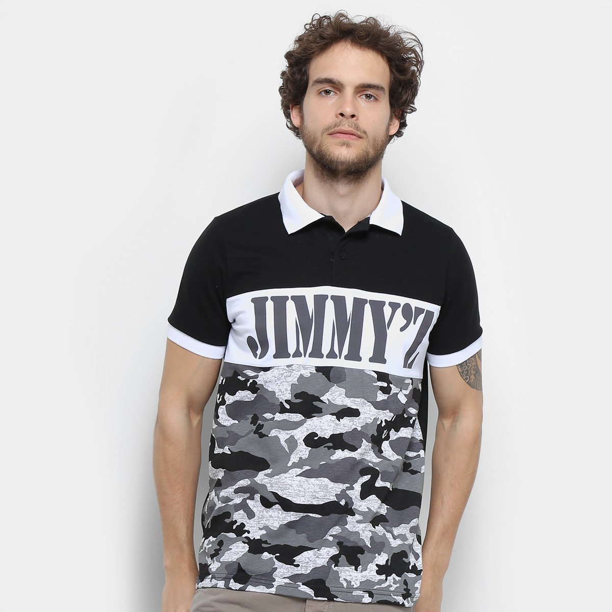 Camisa Polo Jimmy'Z Camuflado Navy Masculina