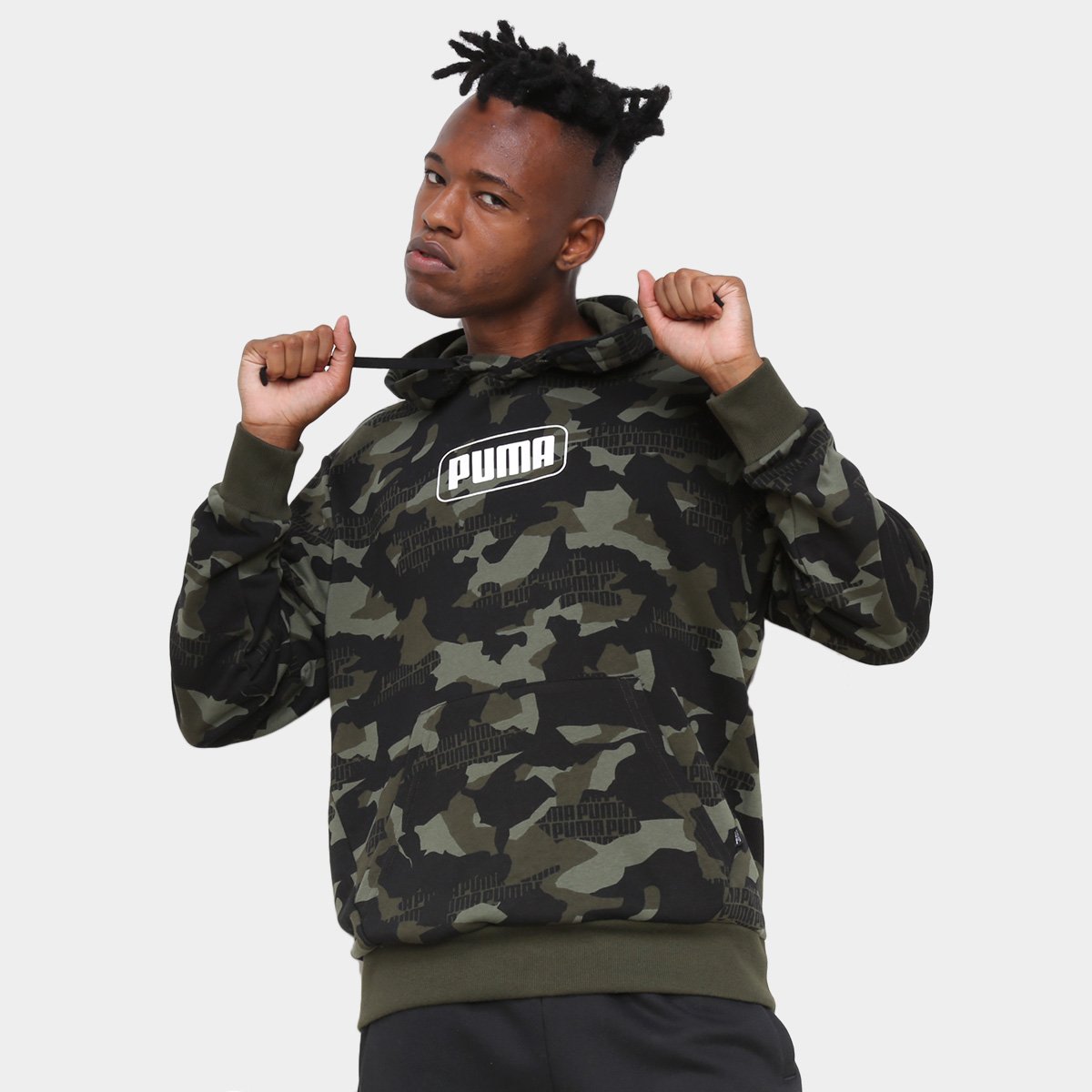 Moletom Puma Camuflada Aop Hoodie Masculina