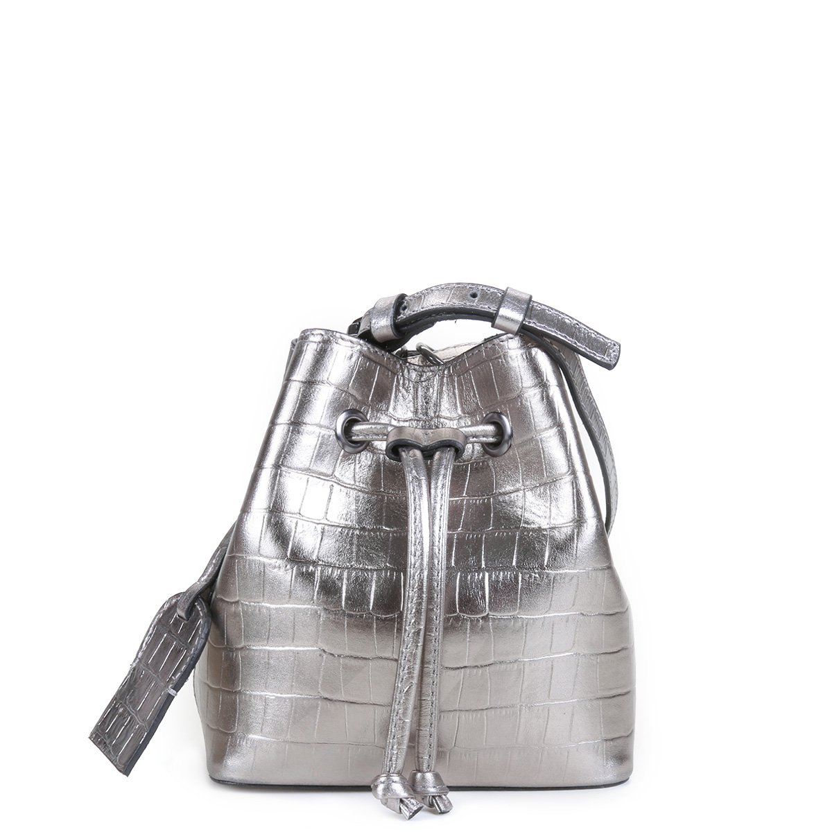Bolsa Couro Shoestock Croco Bucket Belt Bag Feminina
