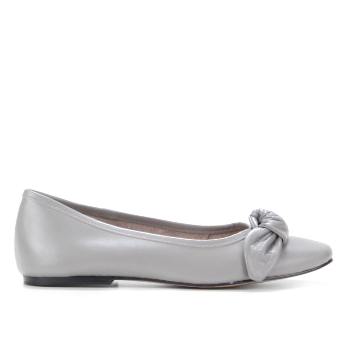 Sapatilha Couro Shoestock Bico Reto Laço Feminina