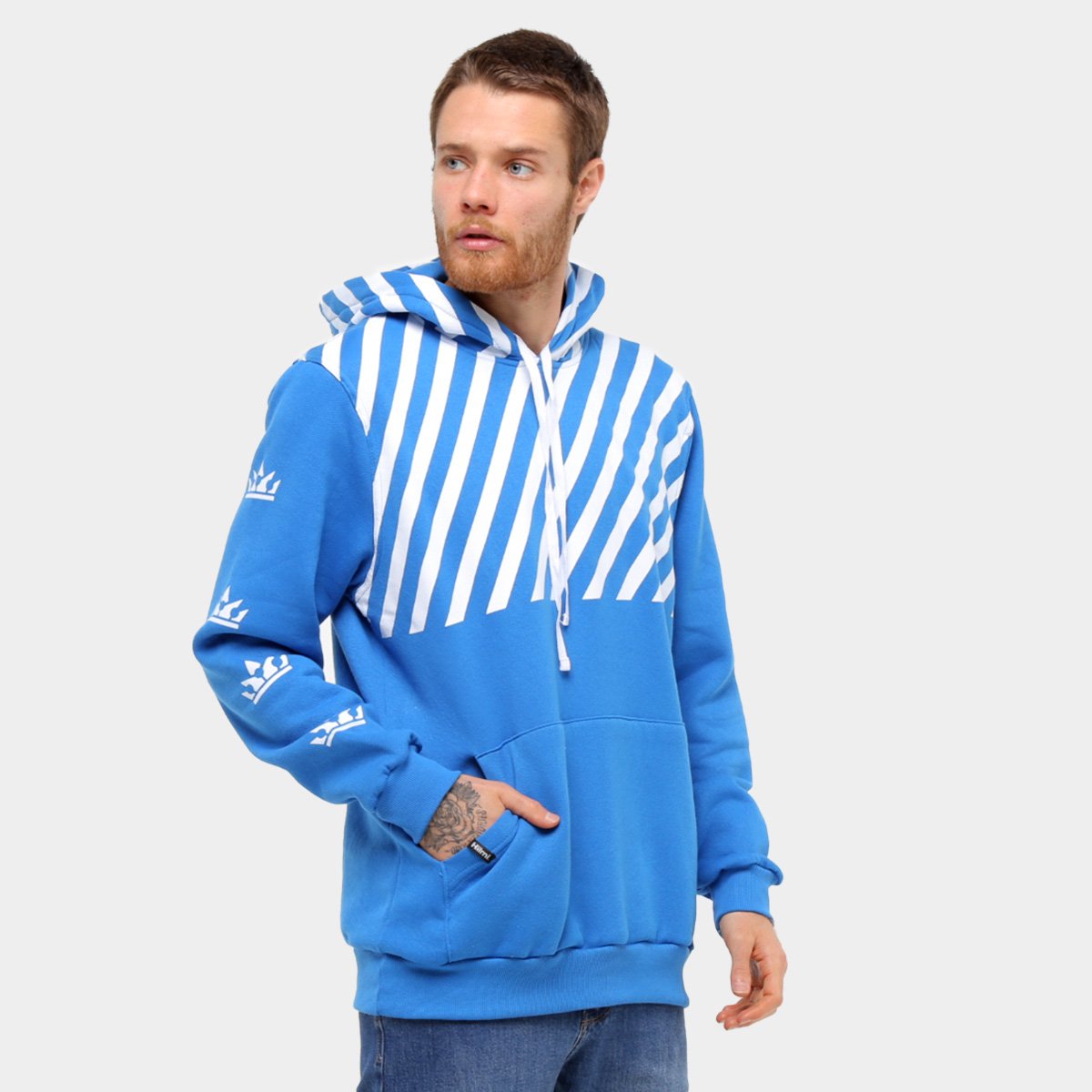 Moletom Hilmi Básico Listrado Com Capuz Masculino