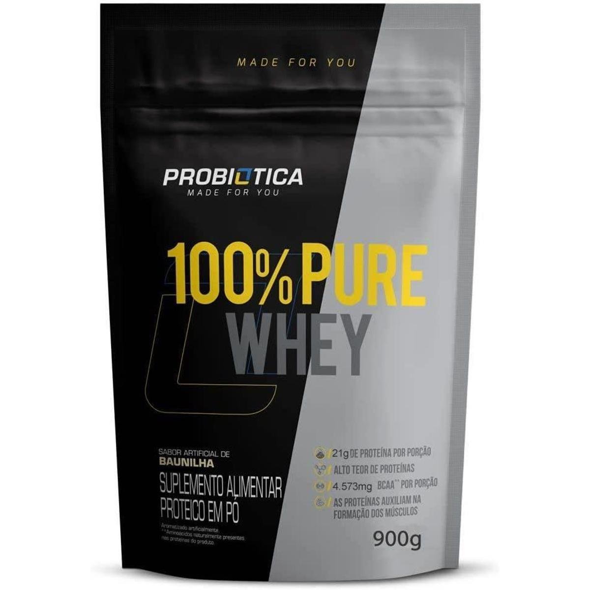 100% Pure Whey 900g refil - Probiótica Menor preço em 100% Pure Whey 900g refil - Probiótica