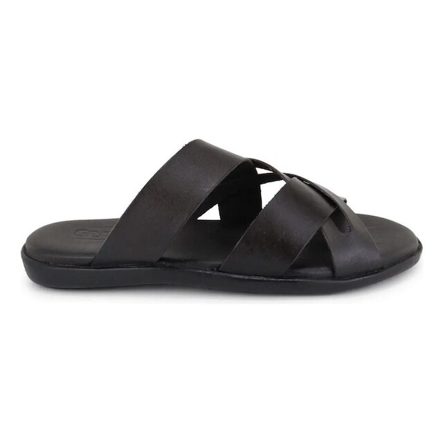 106GRA-Chinelo masculino em Couro Legitimo Leve Macio Sola De Borracha