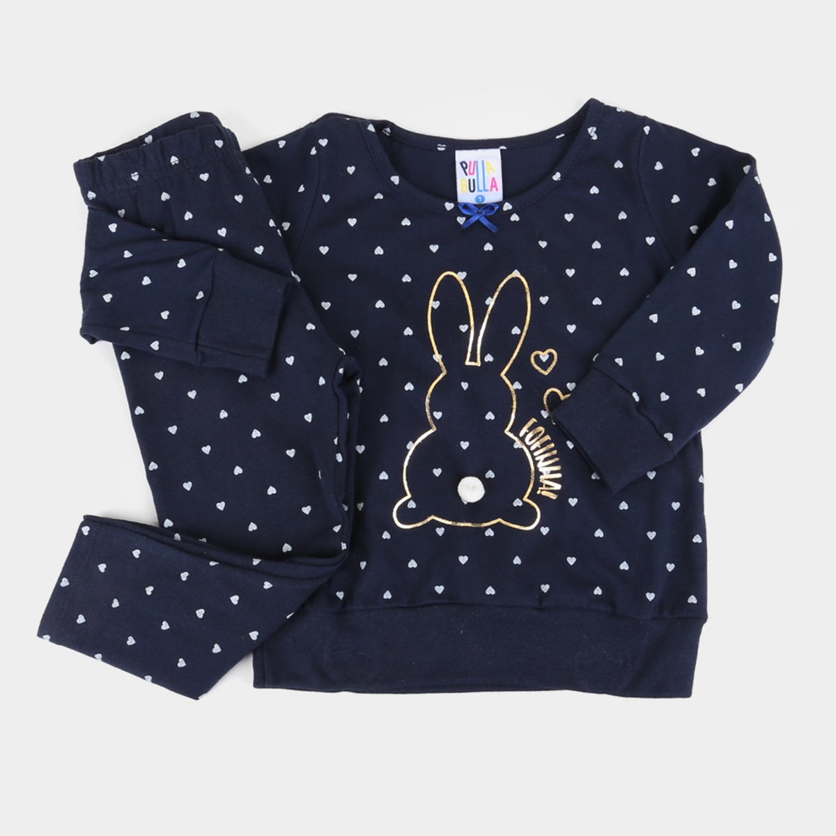 Pijama Longo Infantil Pulla Bulla Poá Feminino