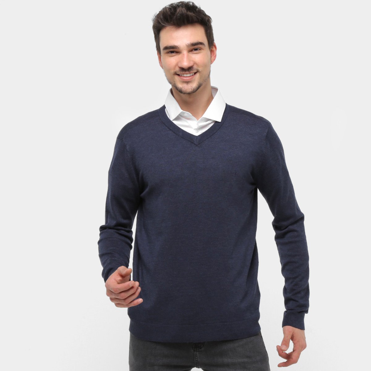 Tricô Calvin Klein Gola V Logo Masculino