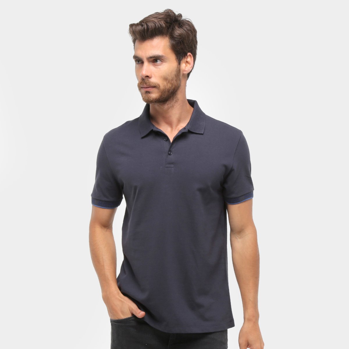 Camisa Polo Calvin Klein Jacquard My Calvins Manga Curta Masculina