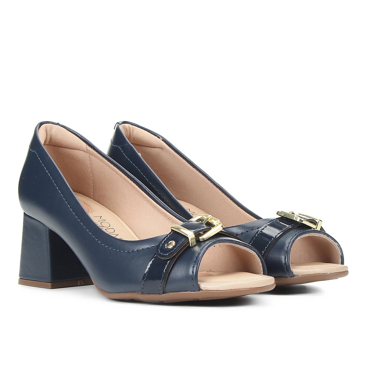 Peep Toe Modare Salto Médio Fivela