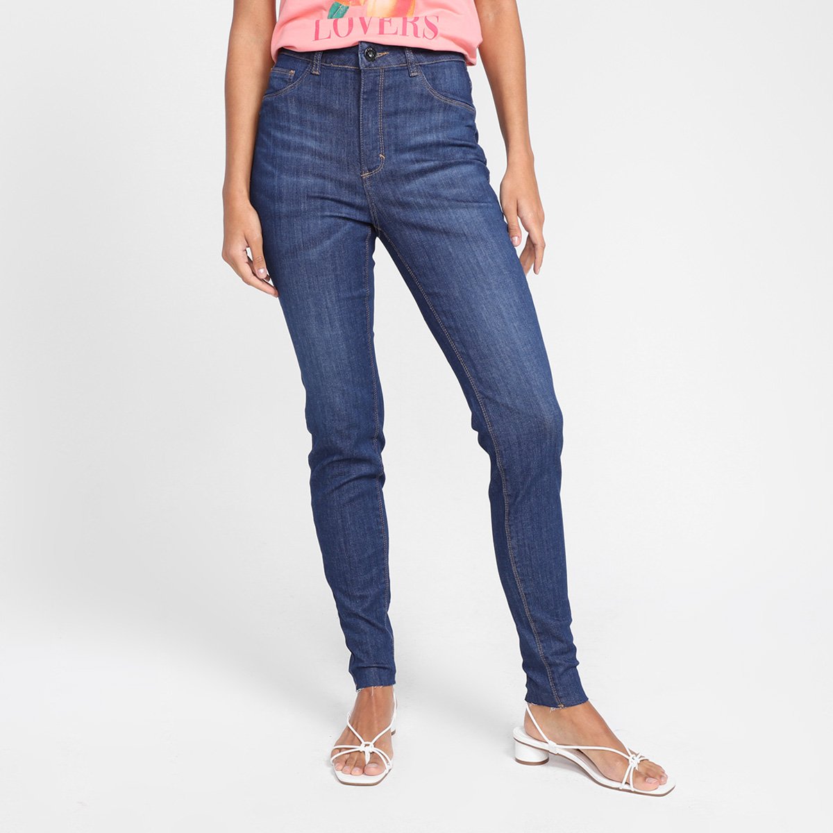 Calça Jeans Skinny Malwee Super Elastano Cintura Média Feminina
