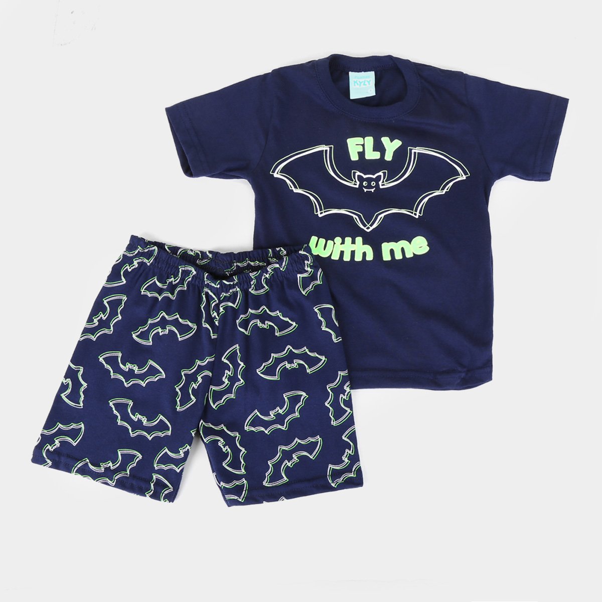Pijama Bebê Kyly Morceguinhos Brilha no Escuro Masculino