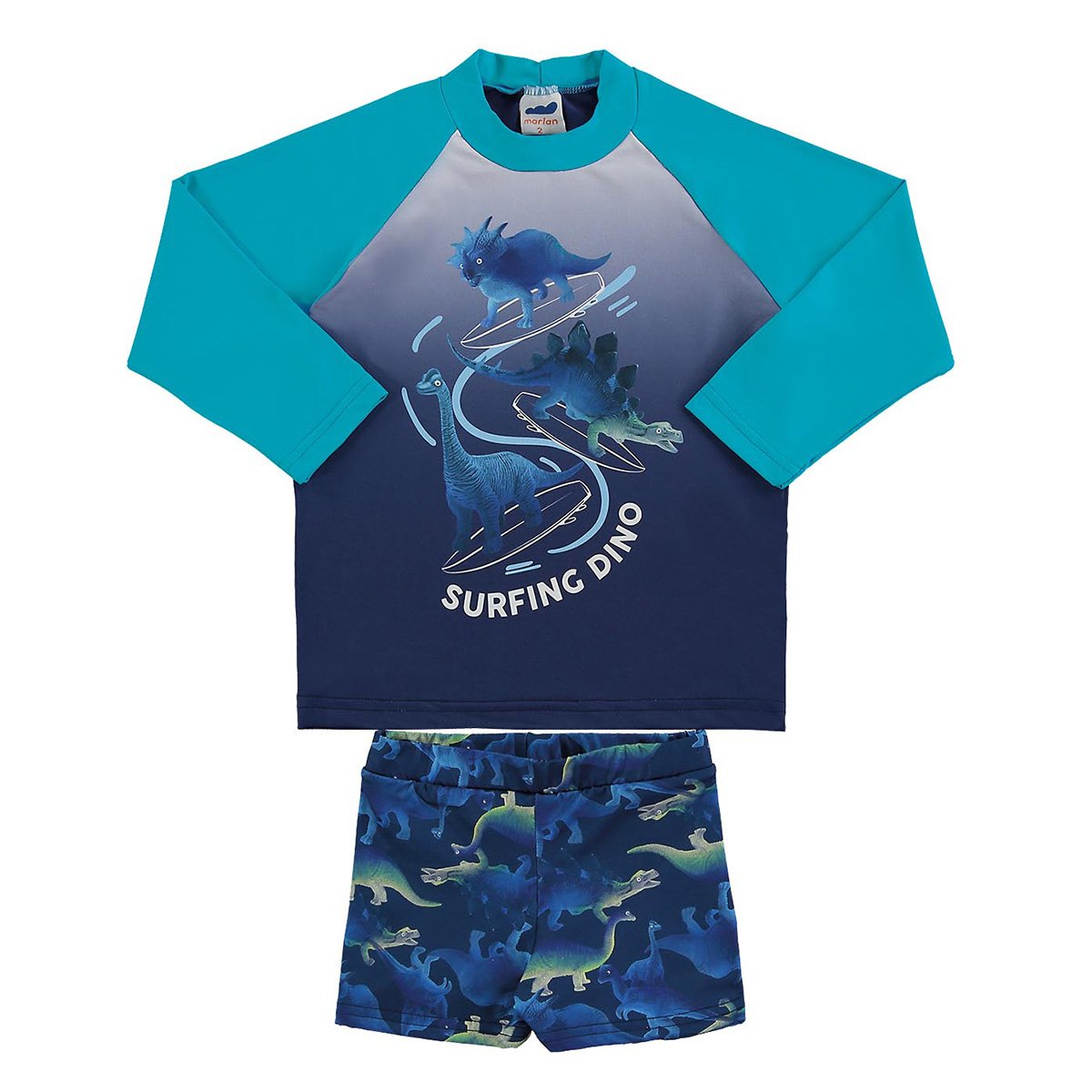 Conjunto Bebê Marlan Proteção UV Surfing Dino Masculino