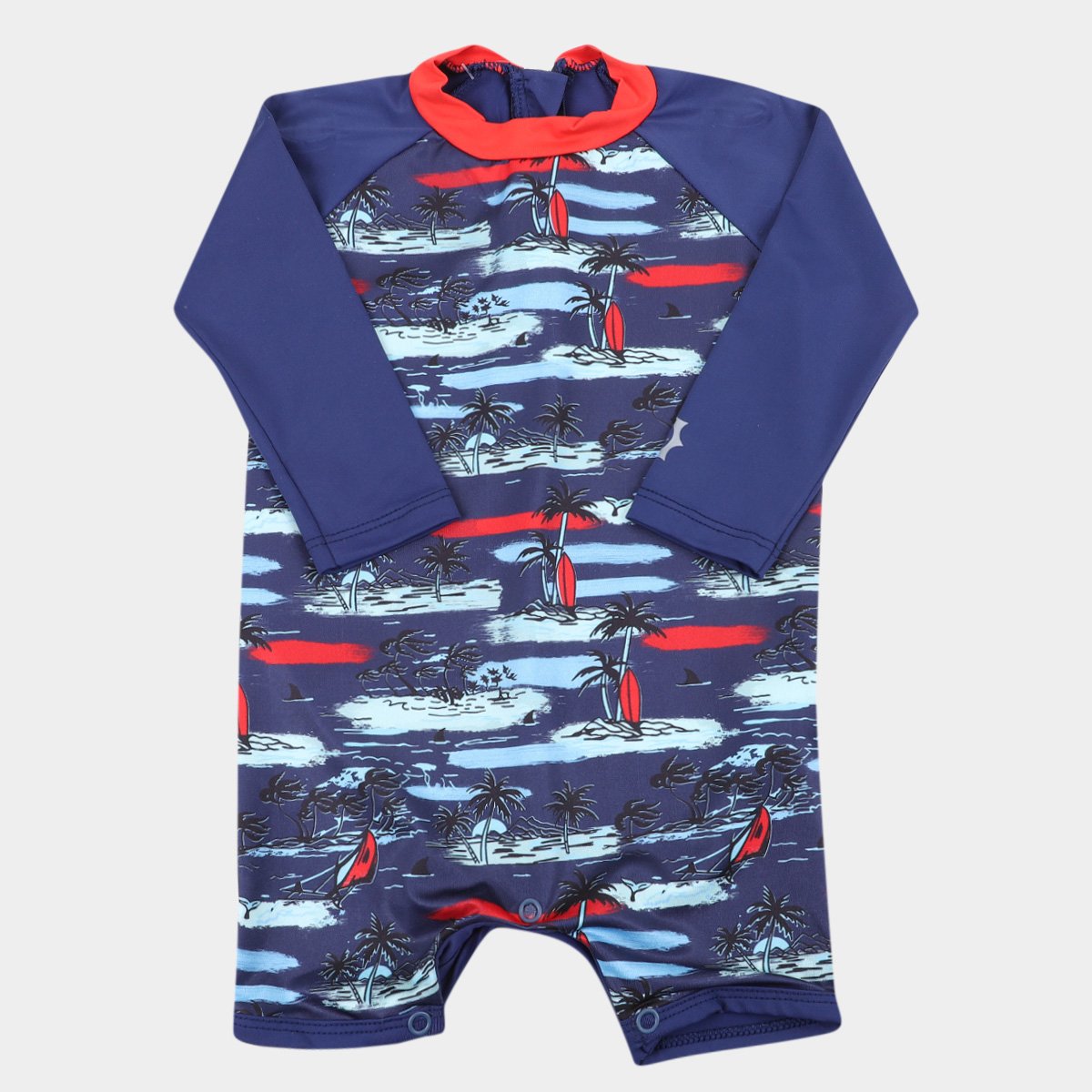 Macacão de Praia Infantil Marlan Estampado UV 50+ Manga Longa Masculino