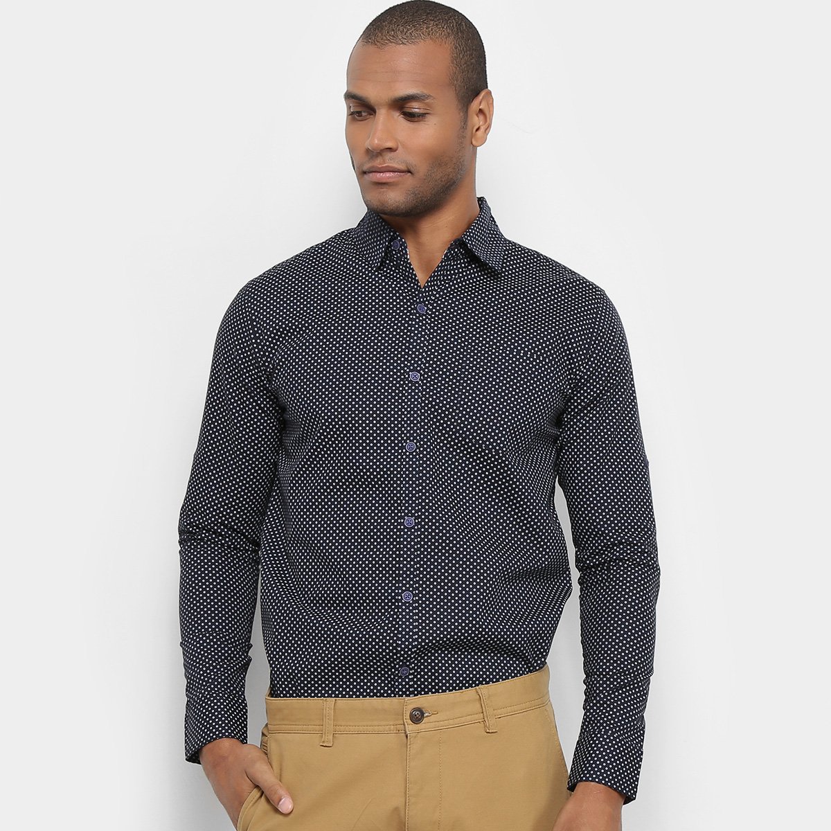 Camisa Manga Longa JAB Casual Estampada Mini Print Masculina