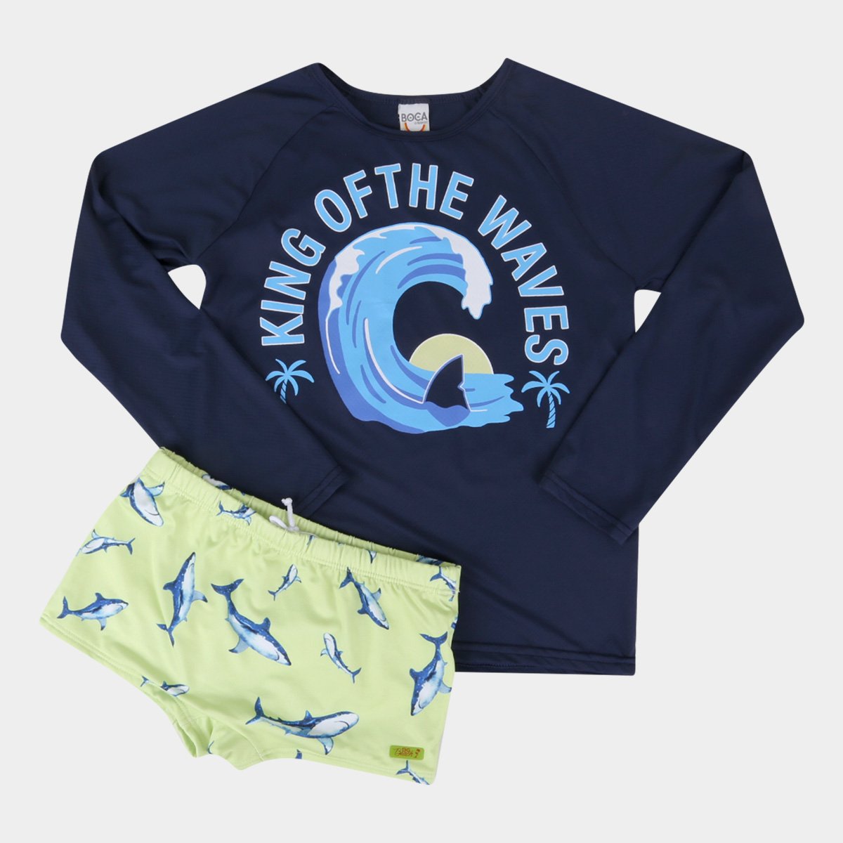 Conjunto Infantil Boca Grande Camiseta Manga Longa E Sunga Com Proteção Masculino