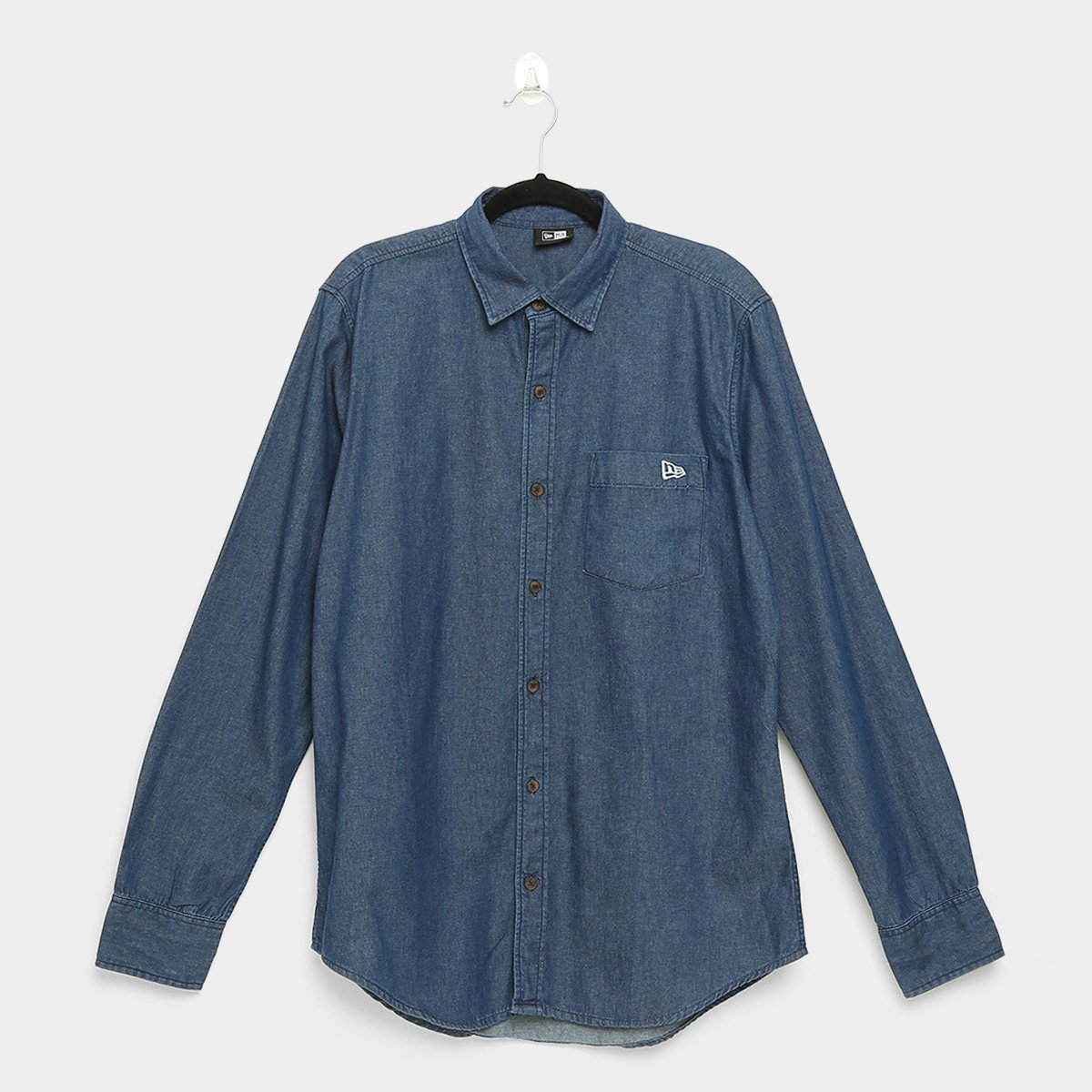 Camisa Jeans New Era Denim Manga Longa Masculina